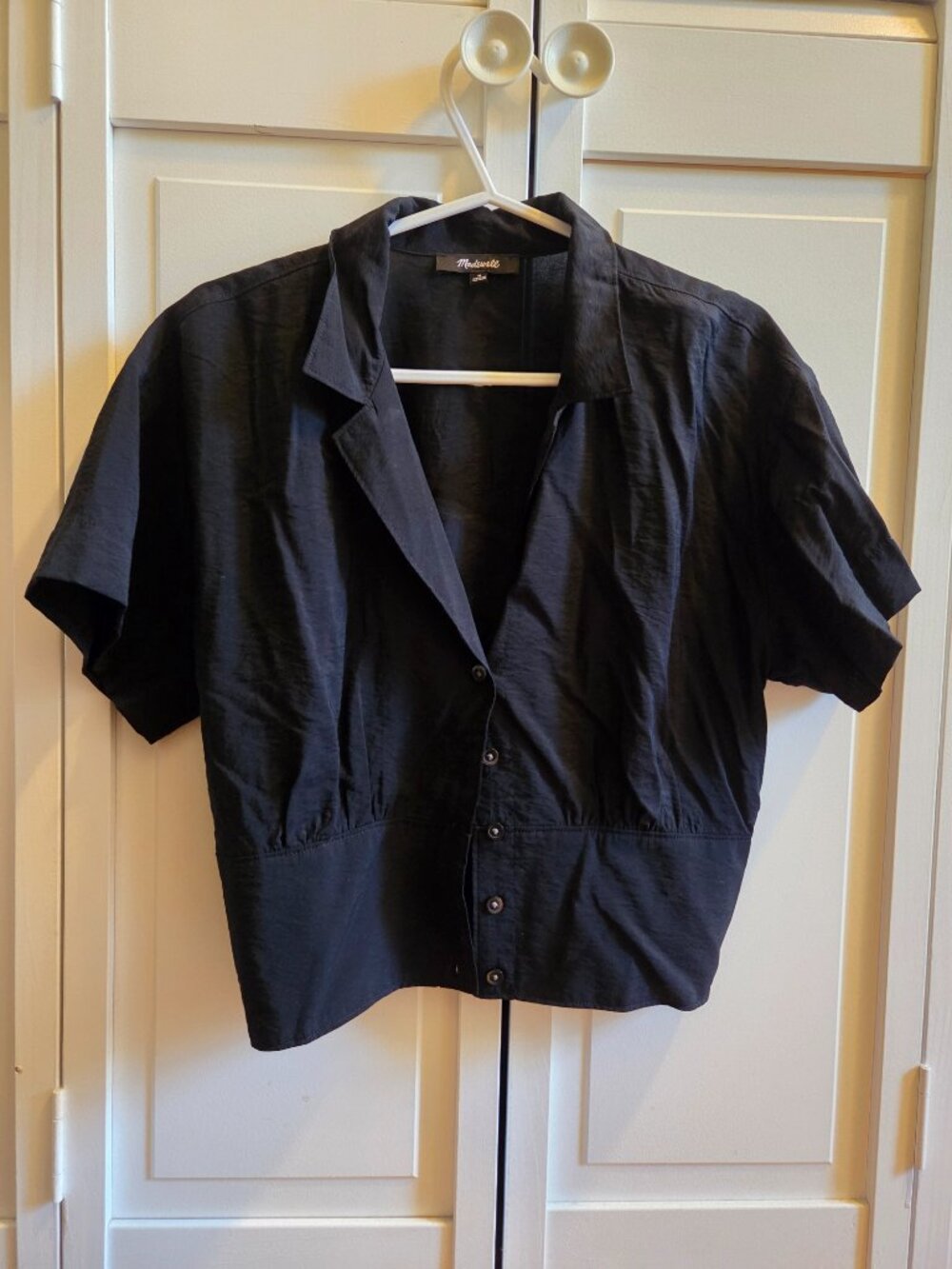 Madewell Banded Bottom Button Down Cropped Top | NWOT Med